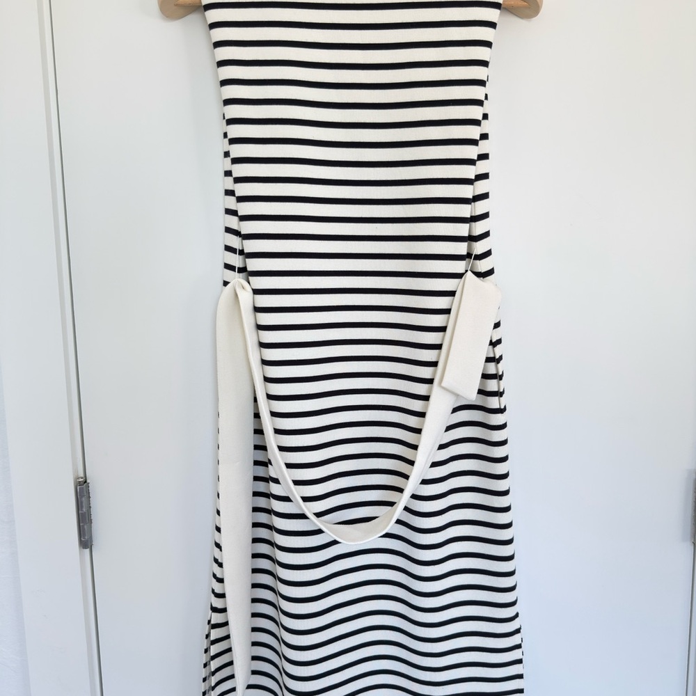 SPANX Black and White Striped Midi Dress - Picture 4 of 7